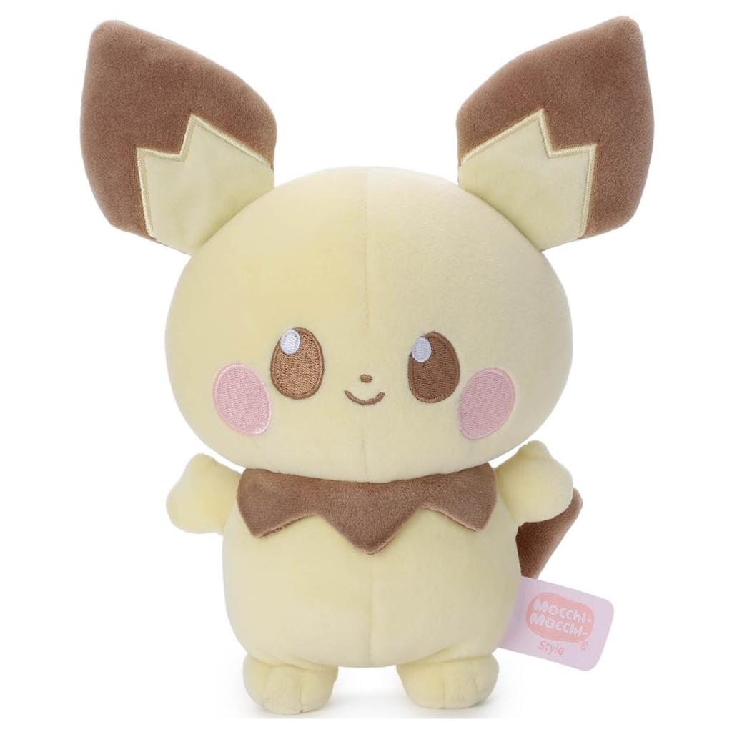 Takara Tomy Arts (TAKARATOMY A.R.T.S) Pokémon PokéPiece Mocchi-Mocchi-Style Plush Toy Pichu, Approximately 22cm Tall