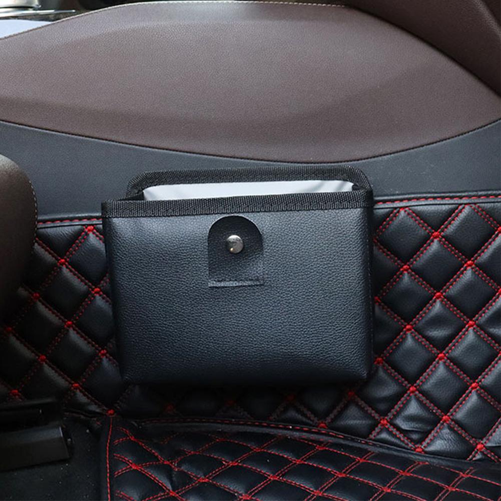 Foldable Car Trash Bin Leather Interior Storage Bag Garbage Bag Multi-functional Hanging Storage Bag Box Car Organizer Supplies
