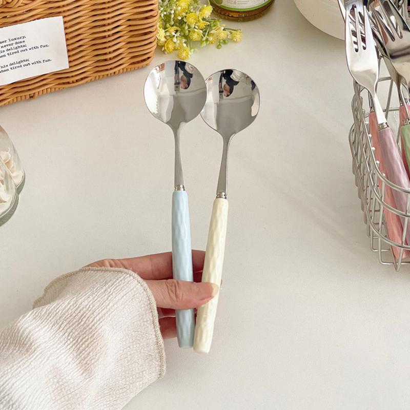 Stainless Steel Coffee Spoon Teaspoon Long Handle Dessert Ice Cream Spoon Cake Spoon Tableware Kitchen Gadgets