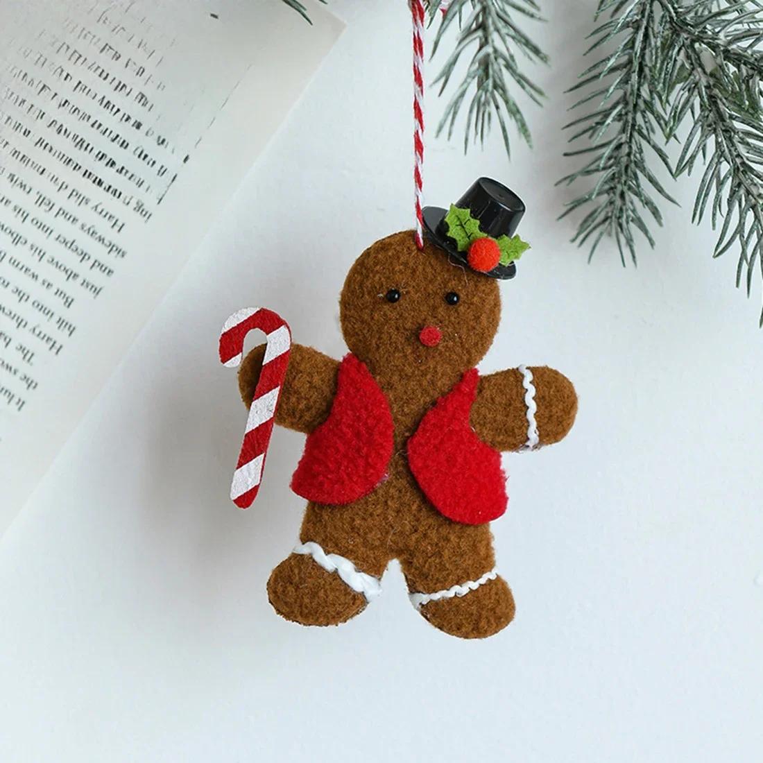 

New Christmas Tree Pendant Decoration Three-Dimensional Snowflake Bell Bow Elk Star Lucky Bag Plush Pendant Happy New Year 10cm