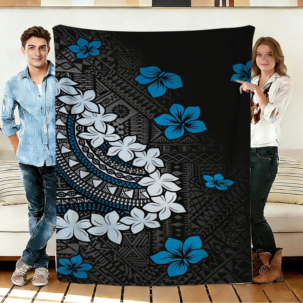 Floral Tribal Pattern Flannel Blanket Soft Cozy Throws Napping Travel Use