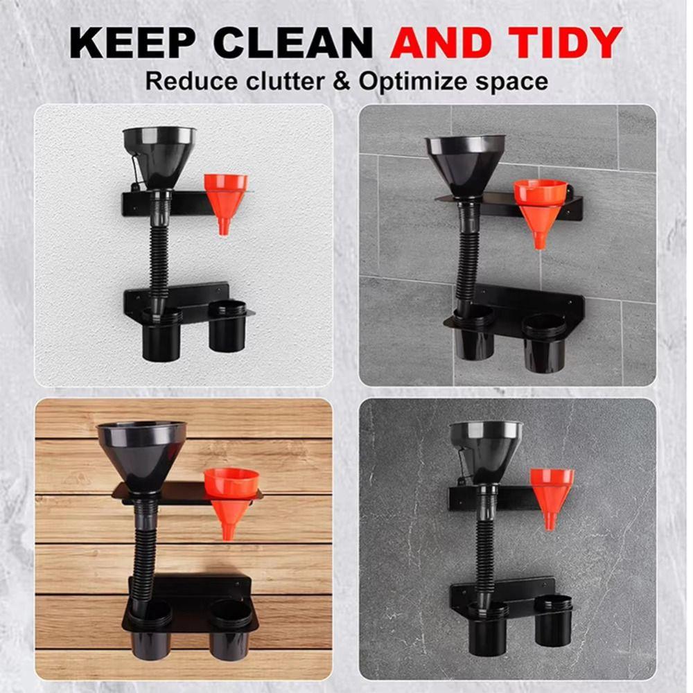 Two Drip Cups Oil Funnel Holder Heavy Duty Fluid Drain Funnel Kit Funnel Storage Rack Oil Storage