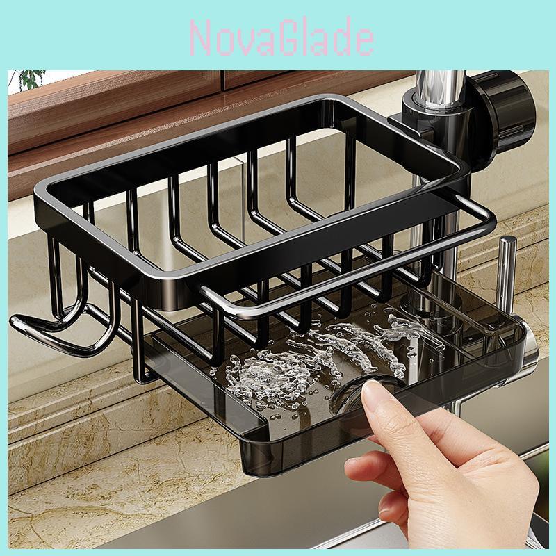 Aluminum Kitchen Sink Water Drain Organizer With Removable Tray For Home Use