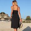 Women's Summer Open Back Solid Color V Neck Strap A-Line Irregular Short Dress