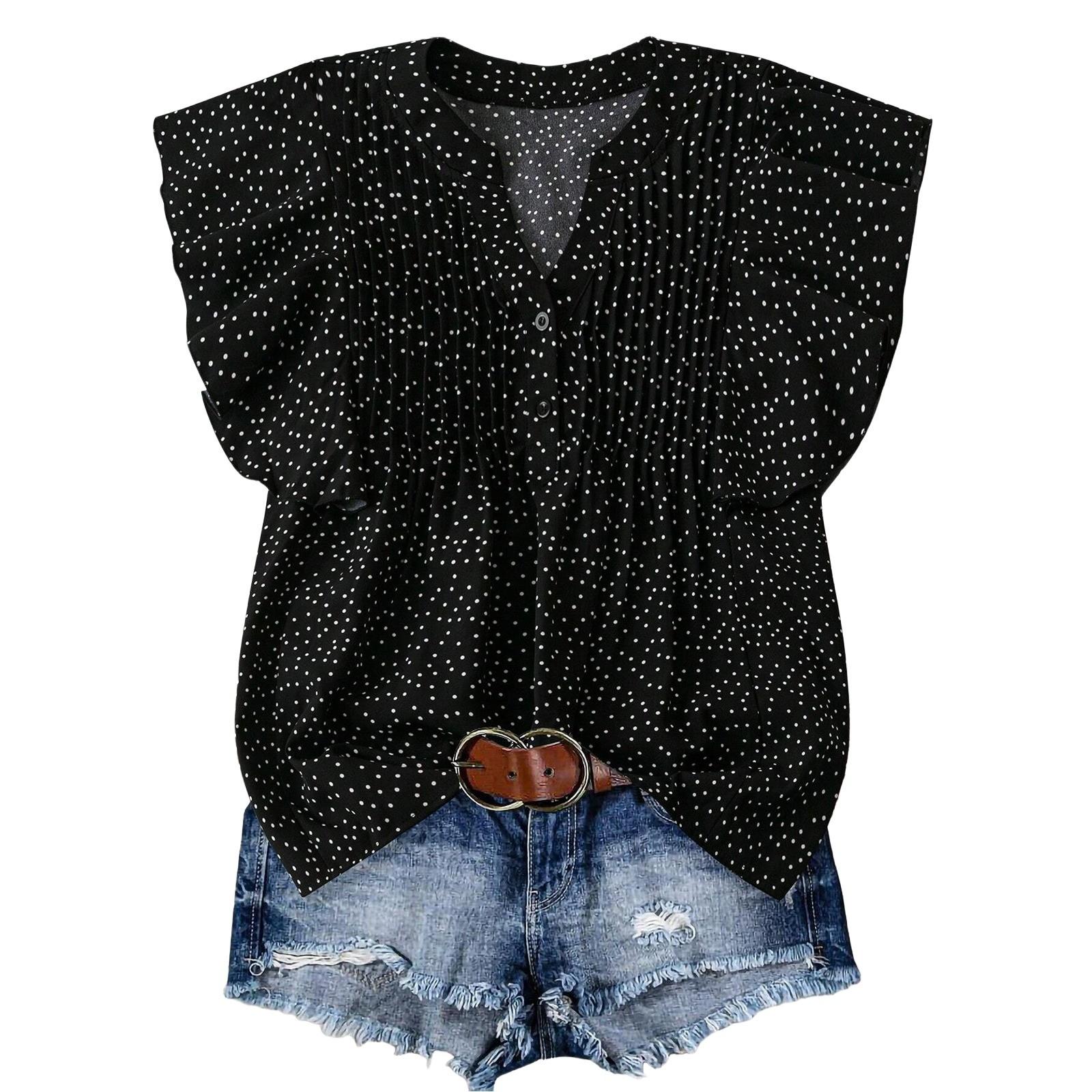 

Женская повседневная футболка с V-образным вырезом и короткими рукавами L чёрный