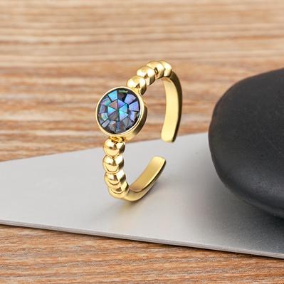 

Nidin Hot Sale Gold Plated Round Natural Shell Resizable Finger Open Ring Attractive Design Women Men Party Jewelry Gifts темно-синий