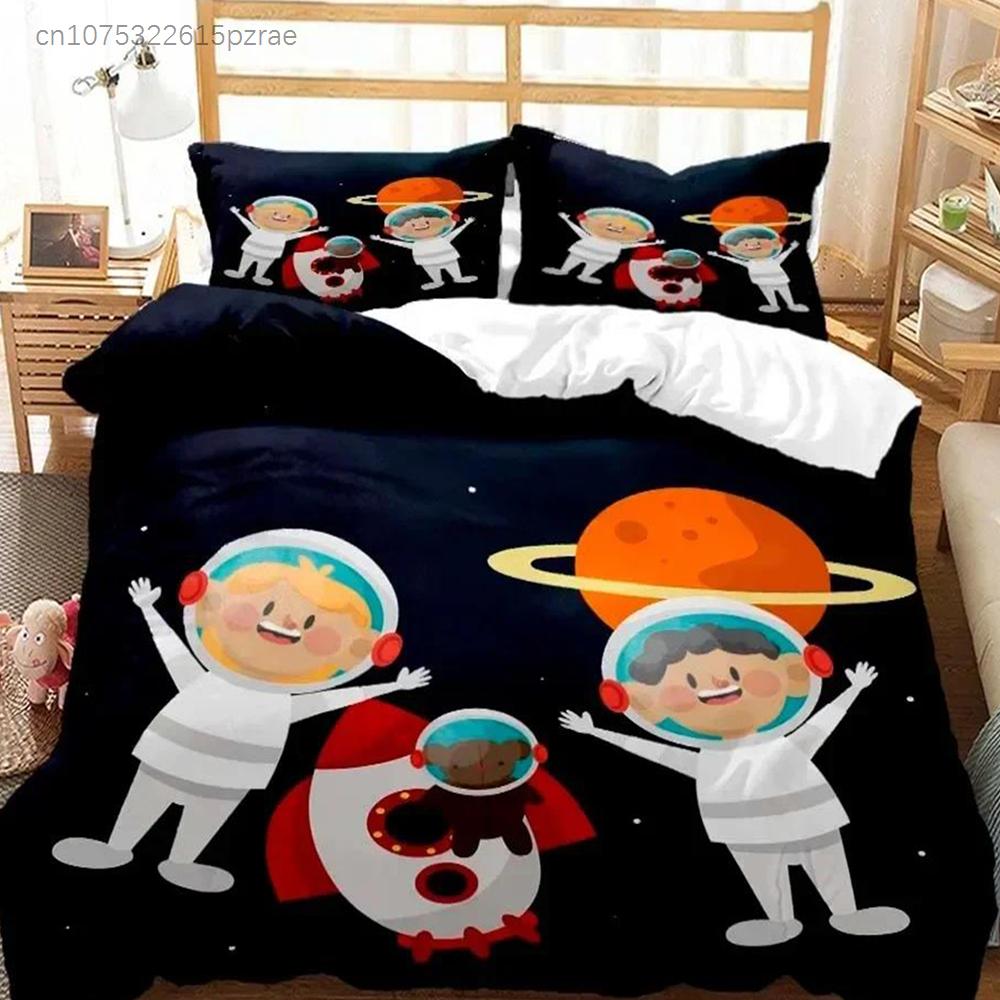 Cartoon Astronaut Digital Bedding Set Bedroom Soft Modern Bedspreads Comefortable Kids Duvet Cover Quilt Cover And Pillowcase