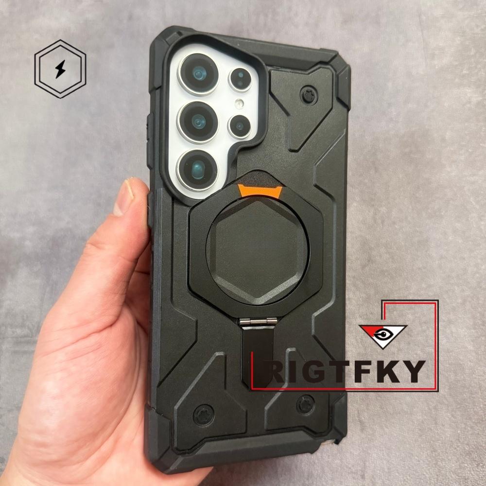 NY Militär Tålig Stötskyddande Telefonfodral för Samsung S26 Plus S25 S24 S23 Ultra Magnetisk Hållare Stöd Skyddande Fodral