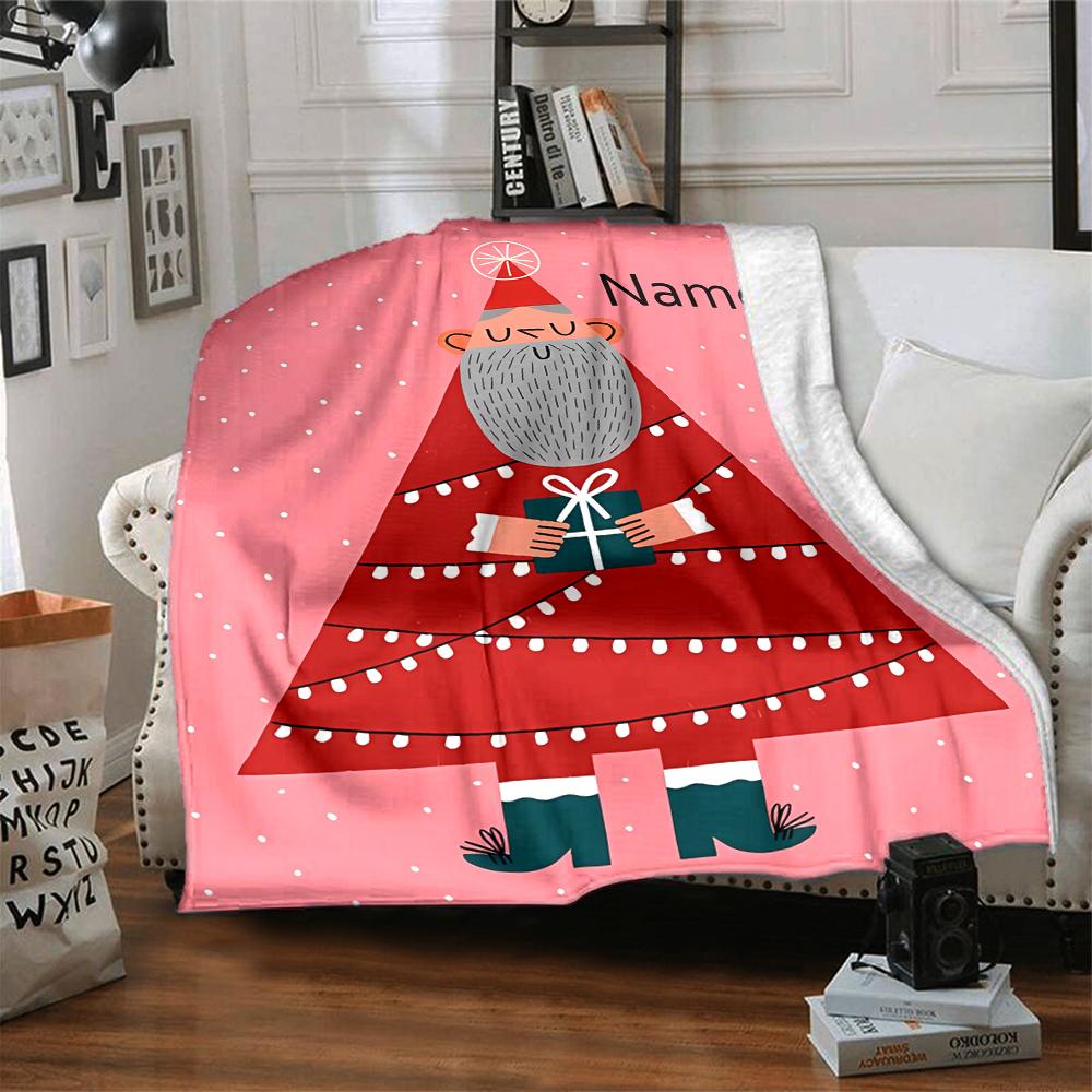 Custom Name Christmas Theme Printed Blanket - Perfect for Couch, Bed, Travel & Outdoor Use | Machine Washable, Cozy & Durable.