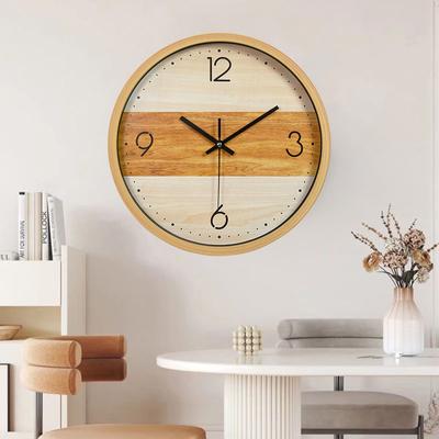 12 Inch Modern Light Luxury Wooden Wall Clock Mute Non-ticking Three-dimensional Suitable for Study Library Bedroom Living Room