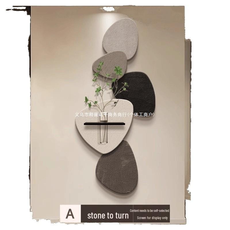 Chinese-Style Foyer Painting: 'Turn Stones Into Gold' with Hydroponic Green Plant Design