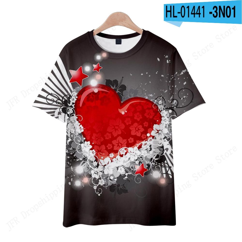 Summer Women's T-shirt Cartoon Love Heart 3d Print Tshirt Women Fashion Oversized Short Sleeve T Shirt Floral Tops Tees Gifts