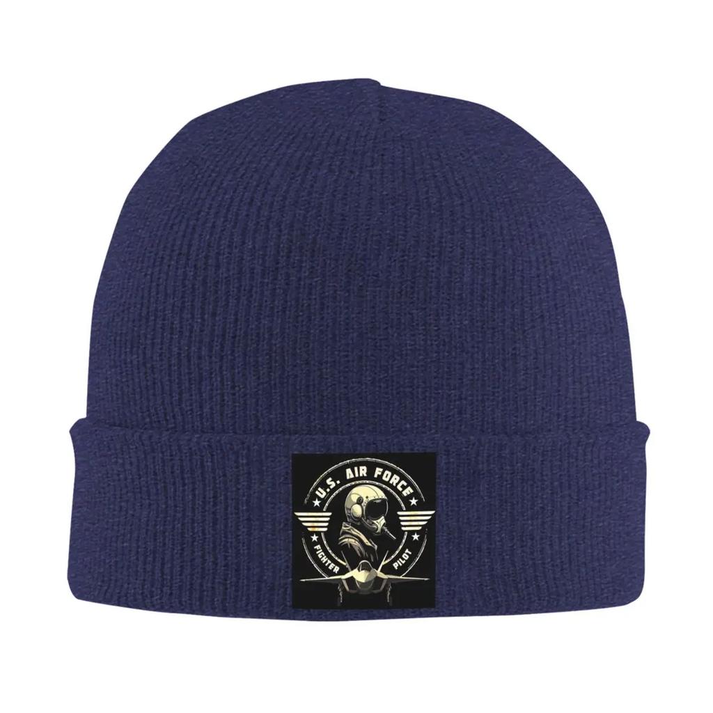 US Air Force Fighter Pilot Military Aviation Vintage Warm Knitted Cap Bonnet Hat Autumn Winter Outdoor Beanies Hats Adult