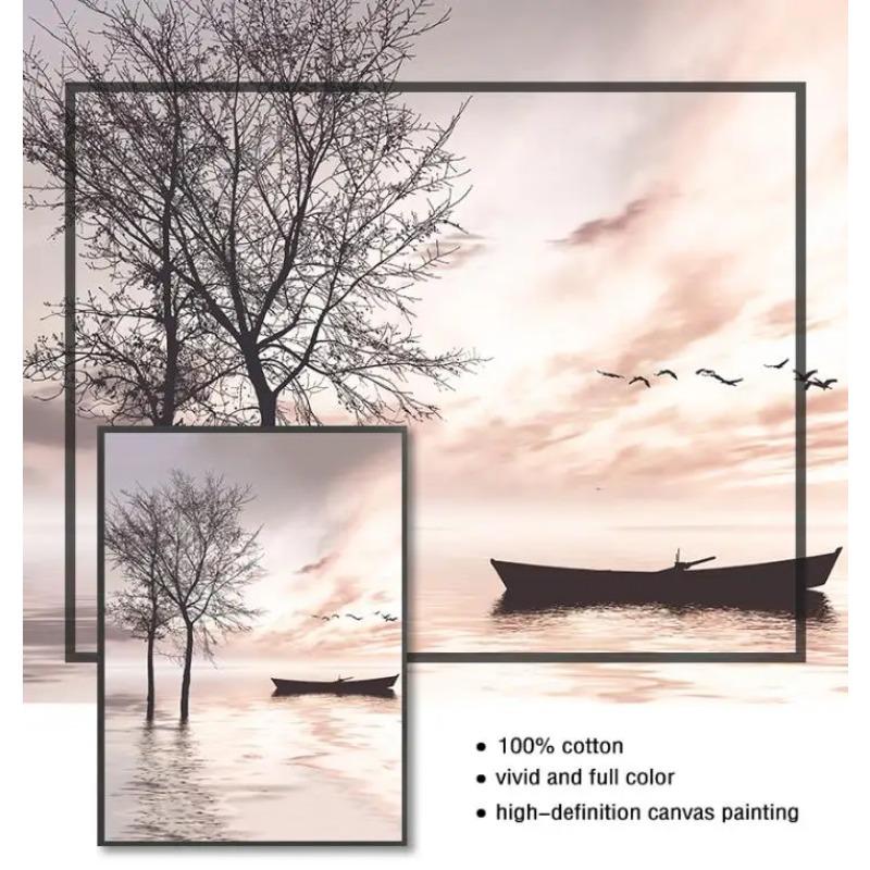 Sea Landscape Canvas Print Beach Poster Wooden Bridge Hay Flower  Wall Art Painting Nordic Wall Pictures For Living Room Decor