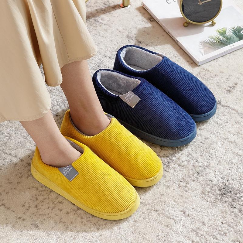 Bag heel cotton slippers women's autumn and winter couple indoor household thick-soled warm home non-slip plush confinement shoes men
