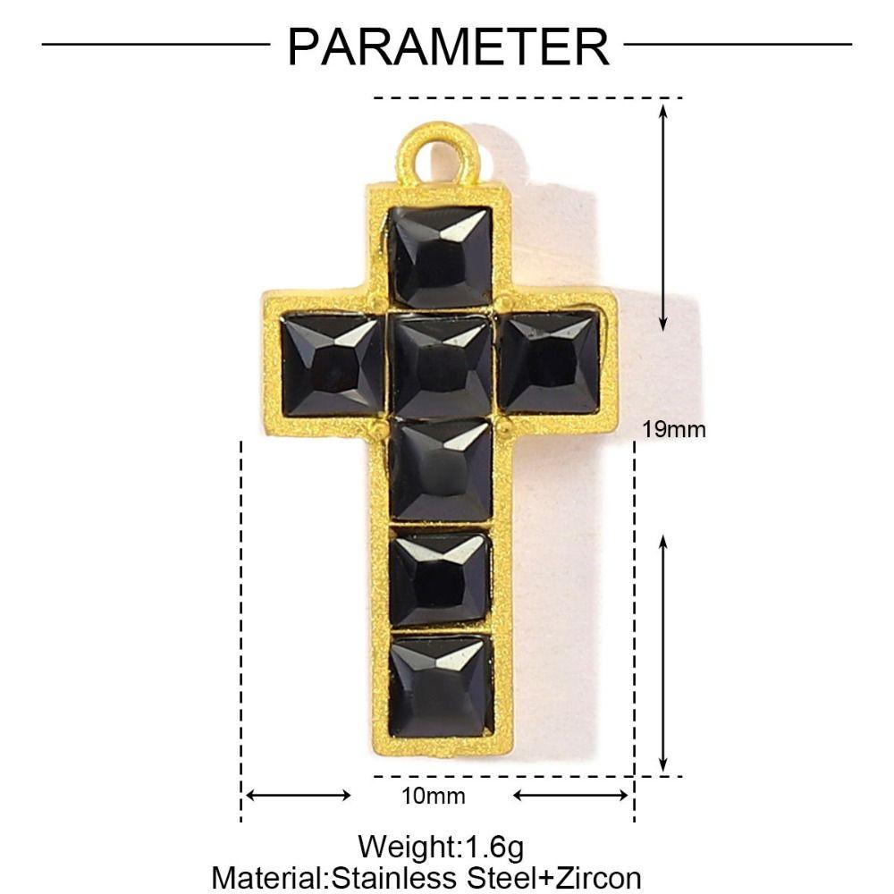 3pcs Stainless Steel Cross Charm Vintage Heart Charm Fashion Cubic Zircon Pendant Gift