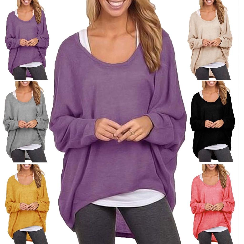 Elegant Women Plus Size Long Sleeve Pullover T-shirt With Loose Baggy Casual Fit