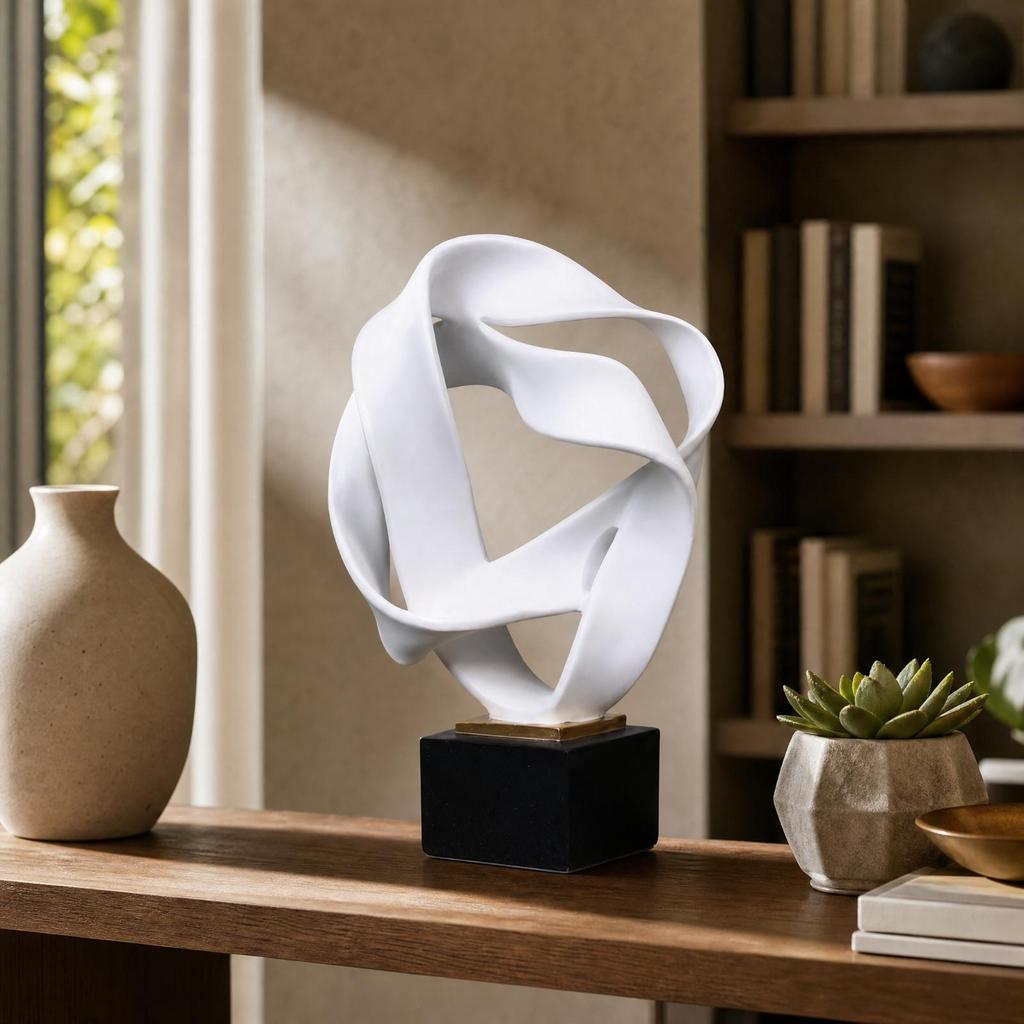 Modern Geometric Decorative Sculpture Statement Abstract Undulating Shape