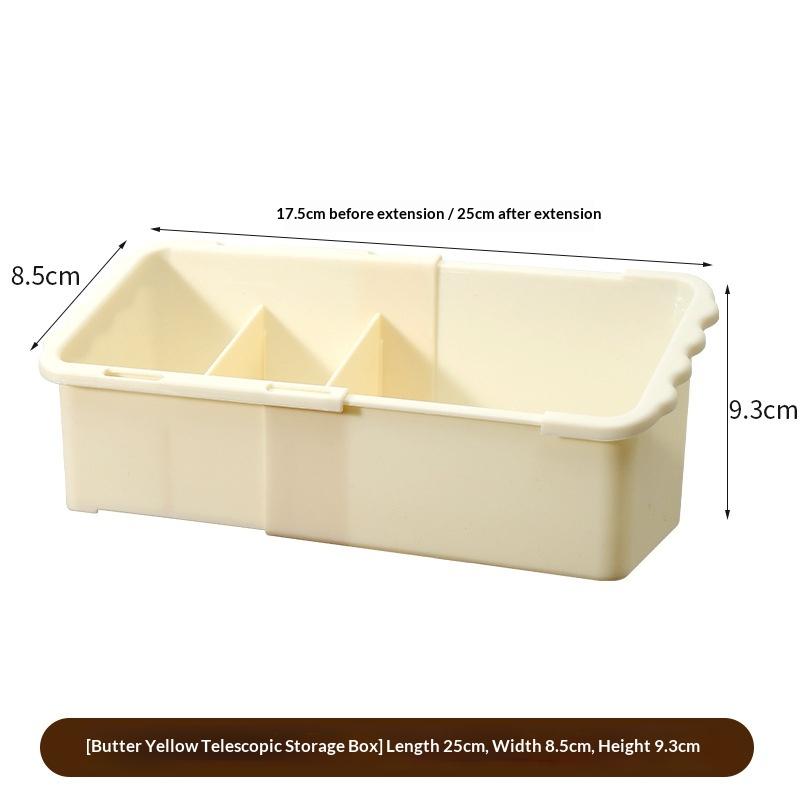 

[HGS]1Pc Adjustable Telescopic Storage Box Multifunctional Multi-purpose Storage Box For Drawers Cabinets And Vanities[HGS] бежевий