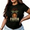 Ear Christian Camo African American Afro Womens TShirt Cotton Funny Graphic Short Sleeve Tee Novelty Shirt Casual Crew Neck Top SXl