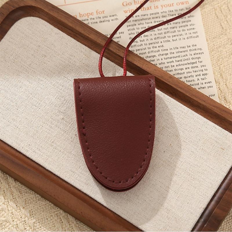 Stylish Minimalist Solid-Color Eyeglass Storage Clip Snap-Fastener Leather Neck Strap Holder Durable Glasses Organizer