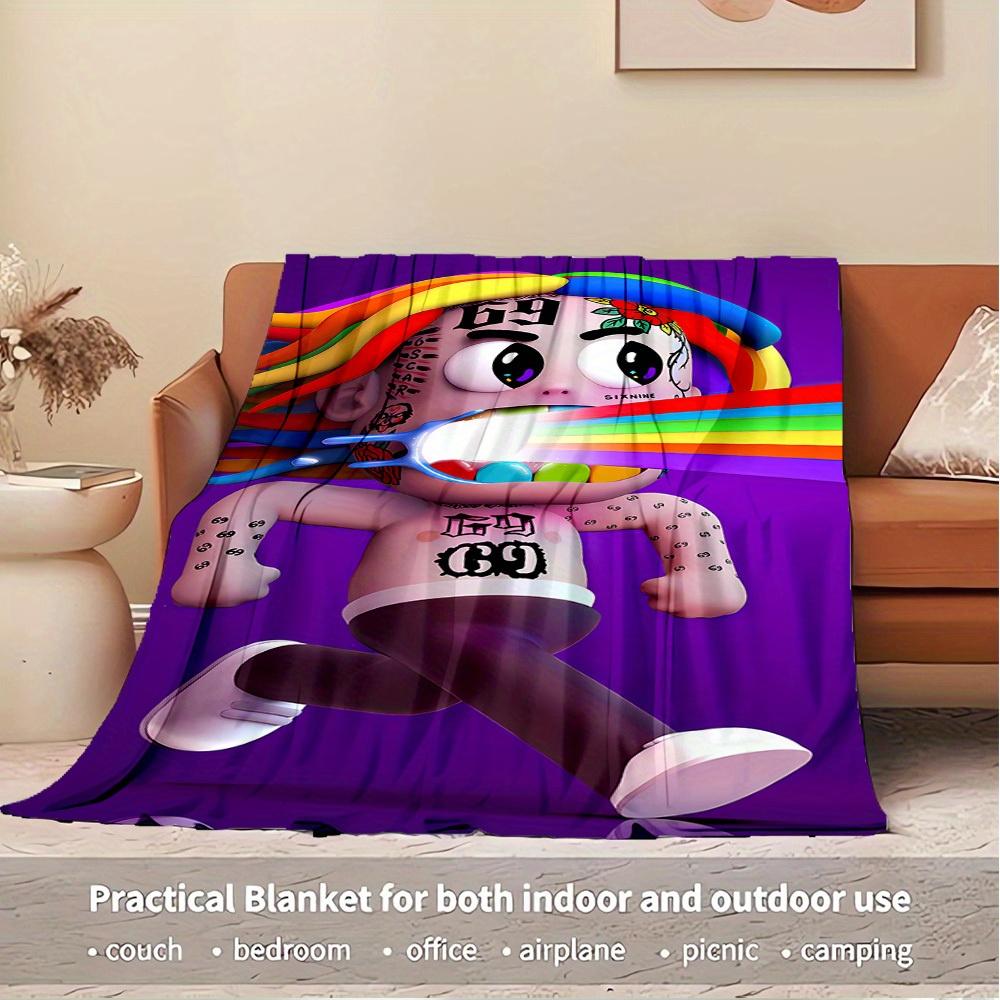 

1pc 6ix9ine Tattle Tales Digital Print Flannel Blanket - Contemporary Style, Suitable for All Seasons, Perfect for Home, Travel, or Camping 150x180cm