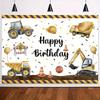 Construction Excavator Crane Theme Banner Background Children's Birthday Party Courtyard Party Decoration Photography Backdrop