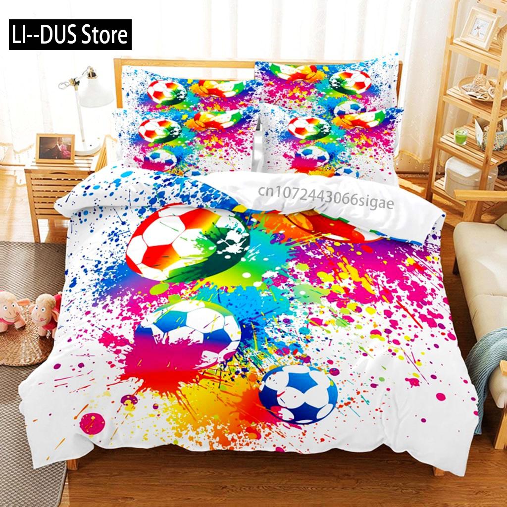 Football Bedding Set Competitive Sports Boy Duvet Cover Set King Quilt Cover Youth Children's Double Duvet Cover Bedding Set