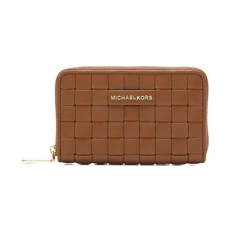

Кошелек Michael Kors с молнией и логотипом, плетеный, из однотонной кожи, маленький, женский, коричневый 32S1GJ6D0T-LUGGAGE Basic Set (Bag+Box)