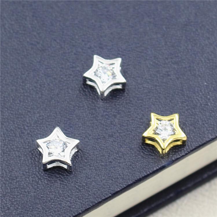 

Jiudai Jewelry S925 Стерлинговое Серебро Стразы Звезда Разделительные Бусины для DIY Ручной Работы Браслетов Gold-Plated