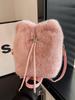 Damen 2025 Flauschige Fell Bucket Bag – Herbst/Winter Schulter Crossbody