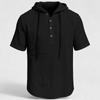 Camisa de Lino con Capucha de Manga Corta para Hombre Top Casual con Botones para camisetas camisas para hombre tallas grandes y altas camisas para hombre camisas de entrenamiento para hombre