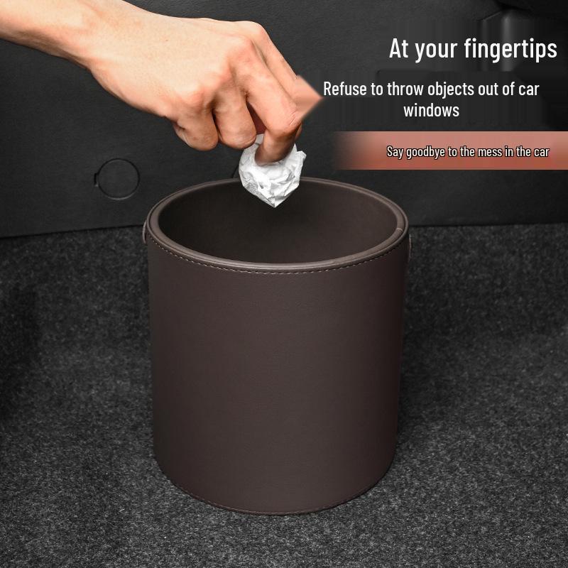 Leather Multifunctional Car Trash Can & Storage Bucket