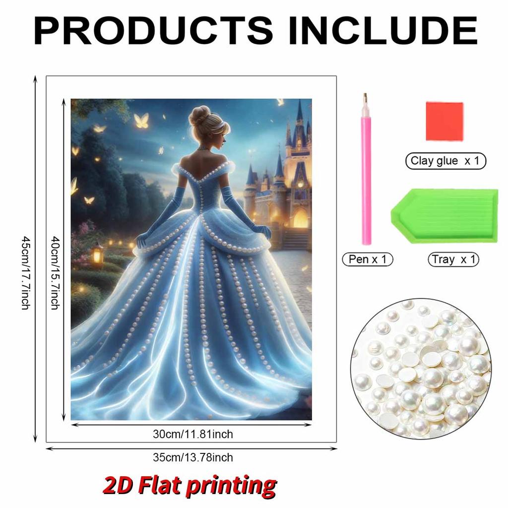 Disney Pearl Painting Princess Sandy Classic Dress 5D Exquisite Landscape Sparkling Painting Craft Home Wall Decoration DIY Handmade Gift