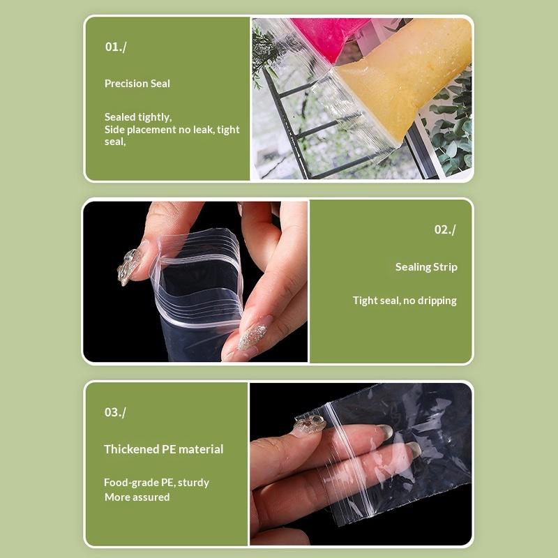 100pcs DIY Ice Popsicle Bag Cream Maker Disposable Molds For Ice Lollies Freezer Bag Kitchen Summer Essential