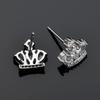 Elegant Cubic Zirconia Crown Stud Earrings - Gold-Plated Copper, Luxurious Shine for Women