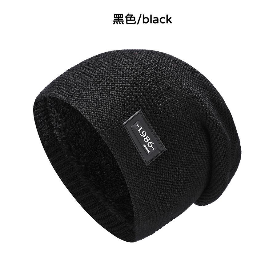 

Новая однотонная вязаная шапка-пуловер осенне-зимняя утолщенная термозащитная шапка-пуловер модная цифровая стандартная сумка-шапка M（56-58cm） чёрный