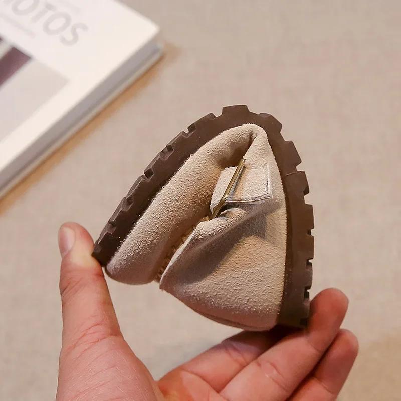 Girls Moccasins British Style Retro Kids Princess Shoes T-strap Round Toes 2025 New Fashion Children Flat Shoes Non-slip Soft