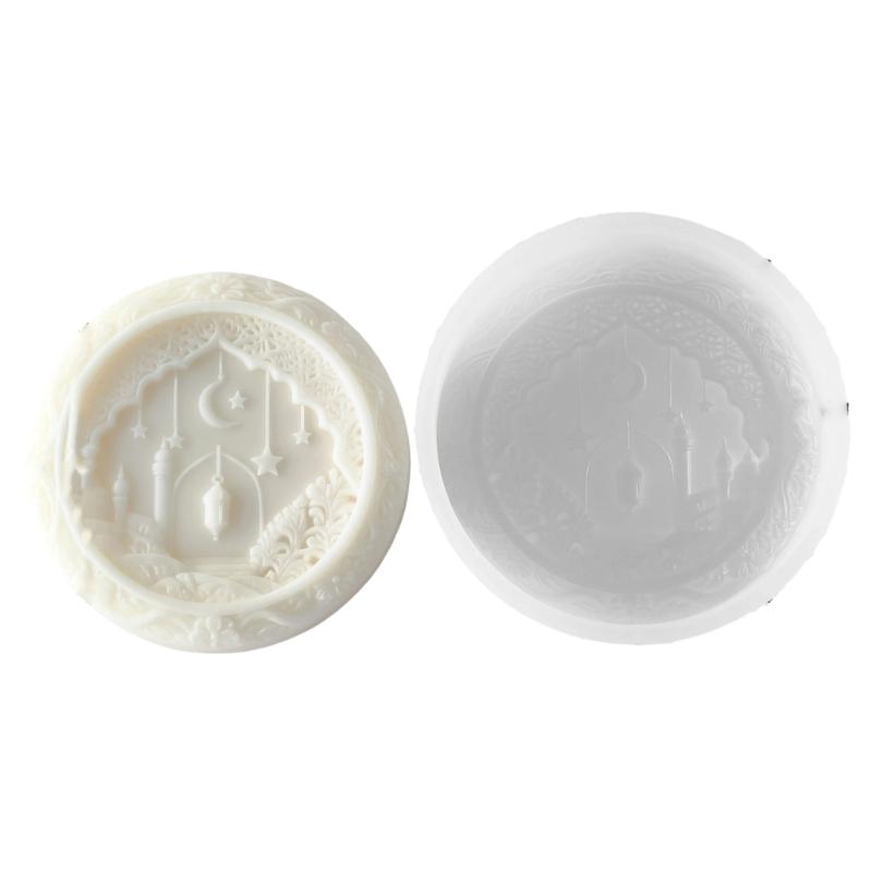 Ramadans Arabic Reusable Silicone Mold in Round Shape for Aromatherapies Candle Soap Making and Chocolate Crafts Supplies
