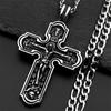 Vintage Orthodox Jesus Crucifix Cross Christian Pendant Necklace for Women Men 316L Stainless Steel Chain Amulet Jewelry Gift