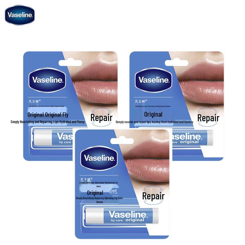 Vaseline Shea Butter Deep Nourishing Lip Balm 3-Pack (Original Fruity)