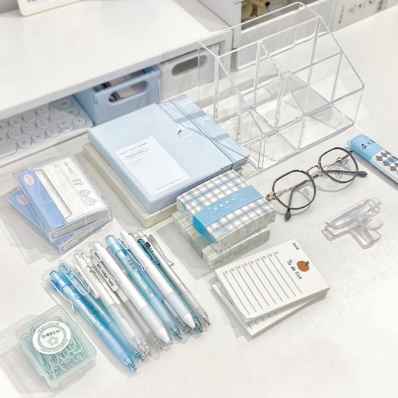 Transparent Acrylic Multi-Functional Pen & Note Holder for Desktops