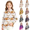 Girls School Uniform Long Sleeve Top with Halloween Print