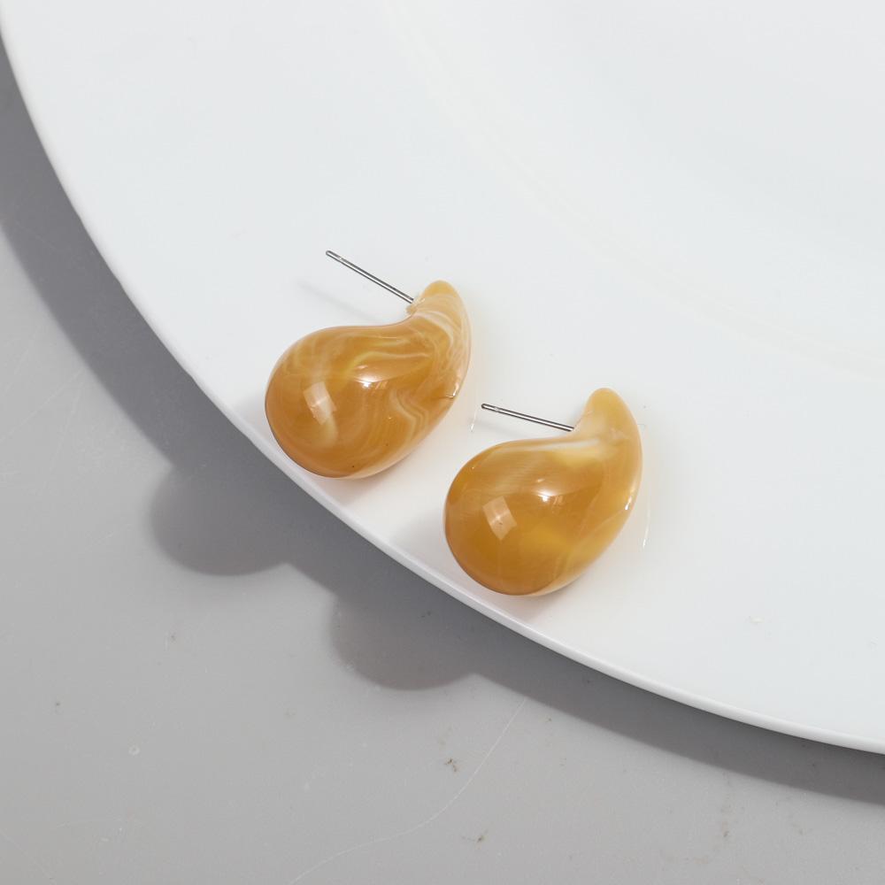 New AB Colorful Chunky Teardrop Earrings Dupes for Women Smooth Hollow Thick Water Drop Earring Hoops Trendy Jewelry Lightweight