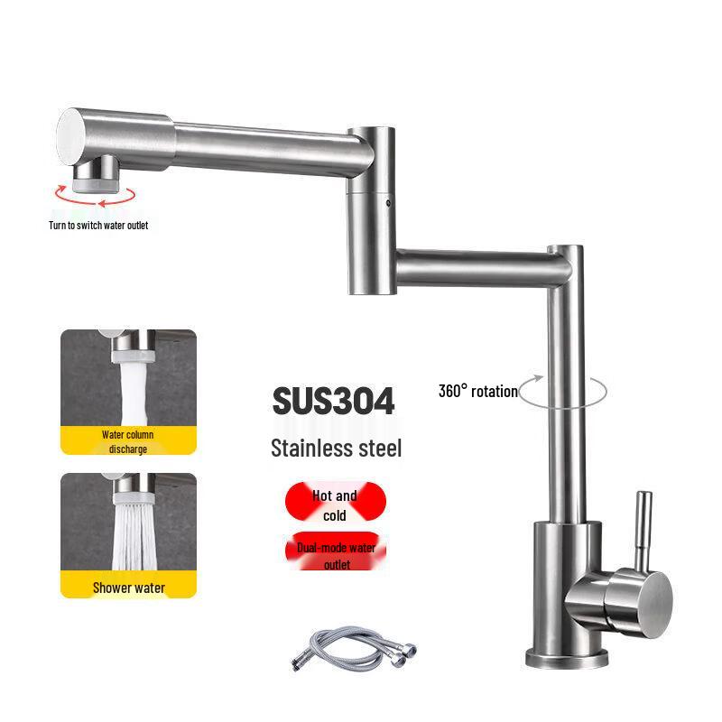 TaijuFu 304 Stainless Steel Foldable Telescopic Single Cold Kitchen Faucet