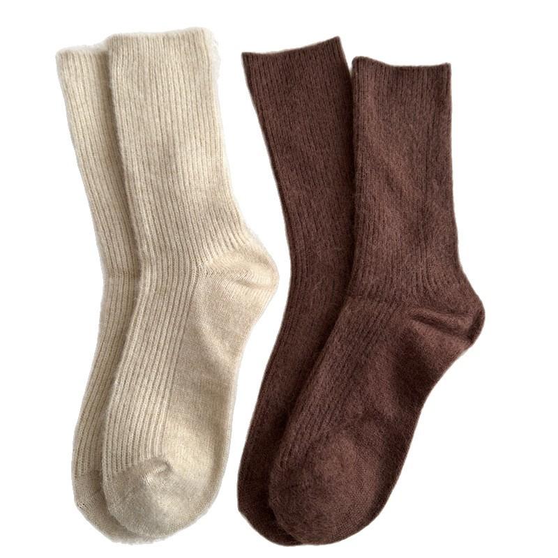 Wool Socks, Women's Autumn and Winter Mid-calf Socks, Thickened Warm Cashmere Long Socks, Winter Birken Shoes, Pile Socks