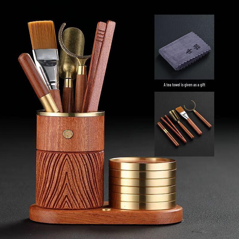 Ebony Solid Wood Six Gentlemen Tea Tool Set