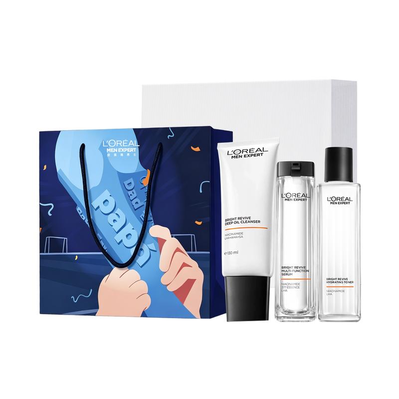 Loreal Paris Men s Facial Cleanser, Emulsion Skin Care Set Moisturizing and Cleansing LOreal Mens Whitening Set-Cleanser Toner Essence Milk