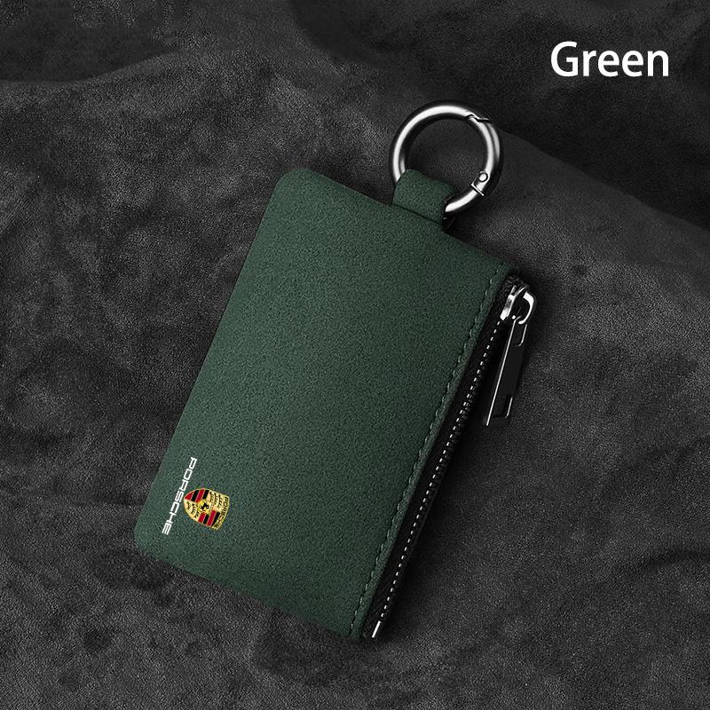Car Suede Key Case Keychain Mini Storage Bag Accessories For Porsche Cayenne Panamera Macan 911 718 Taycan Boxster Cayman Pajun GO3