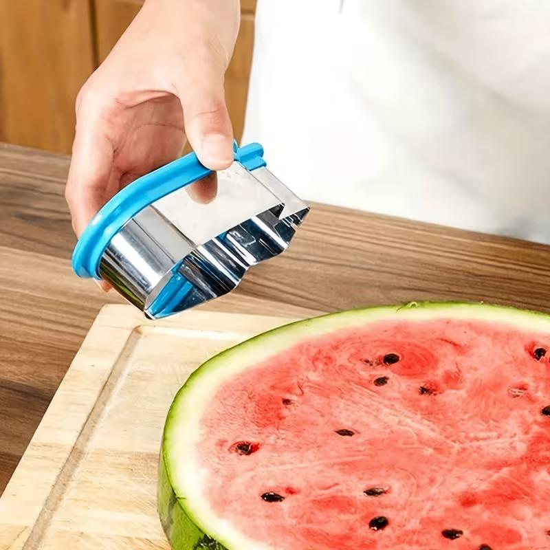 Stainless Steel Watermelon Slicer with Handle Manual Fruit Cutter Easy Watermelon Cube Cutting Tool for Kitchen Summer Party